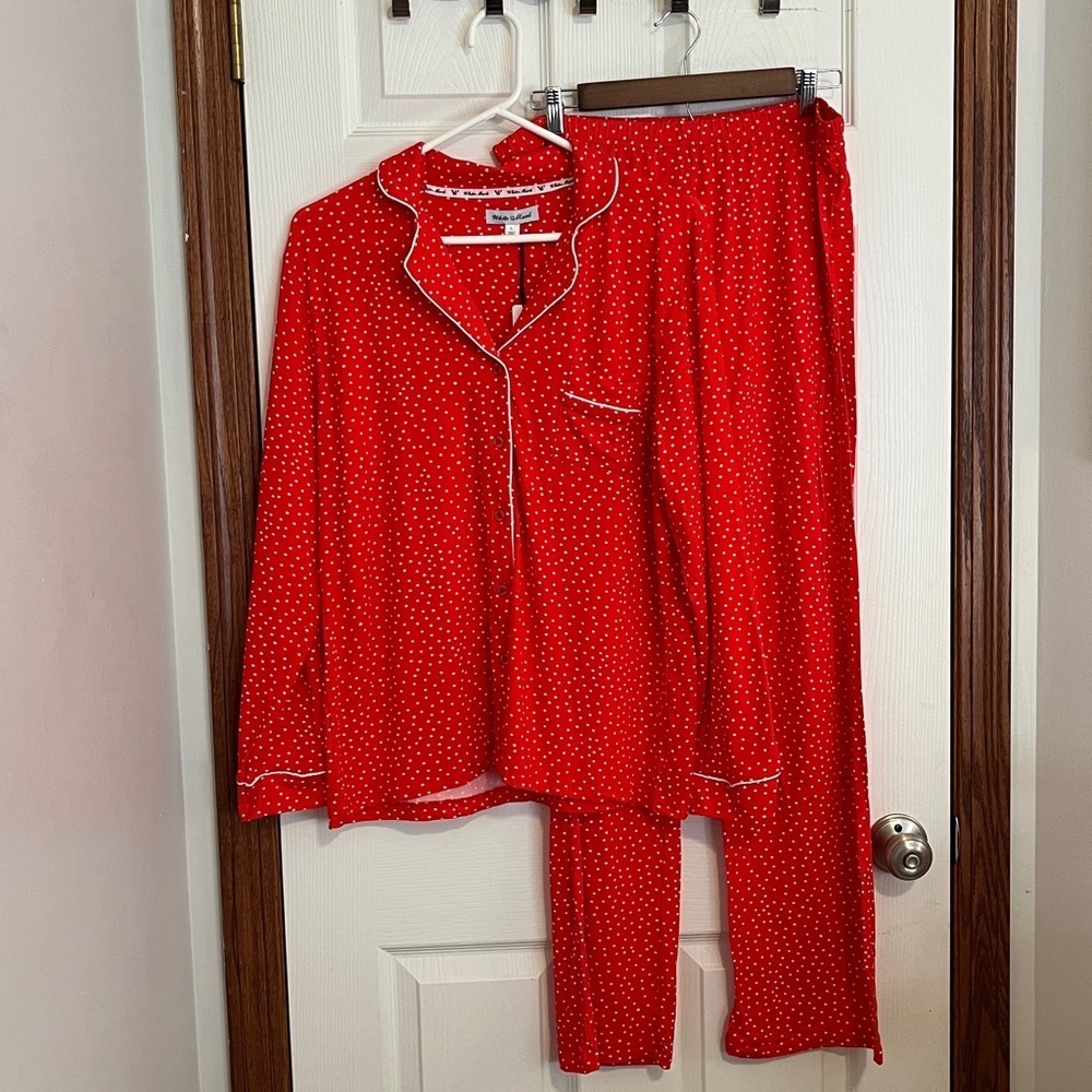 NWT White Mark Red w/ White Polka Dots 2-piece Pajama PJ Set - Women’s Large